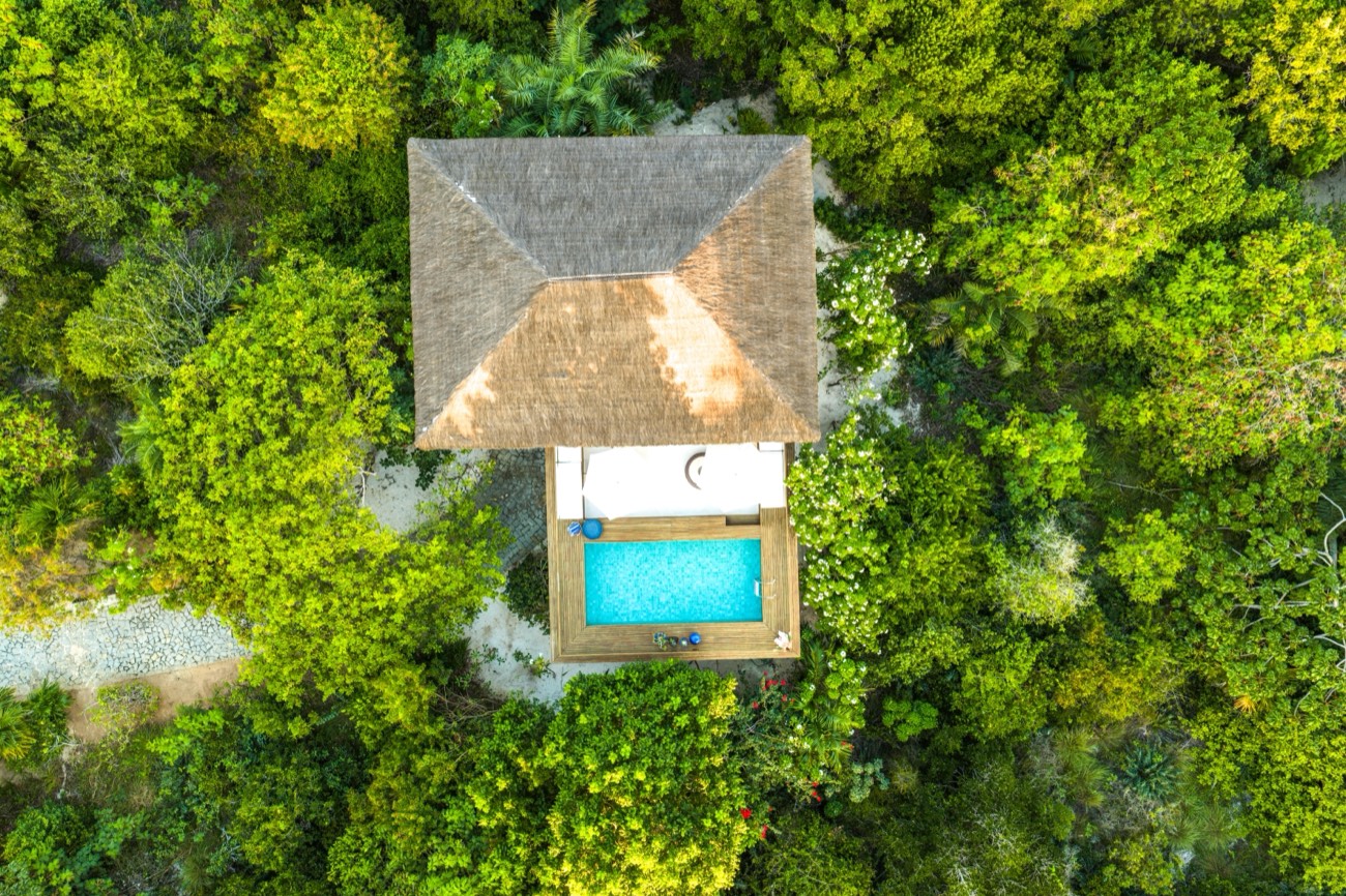 Casa Tortuga e piscina vistas de outro ângulo